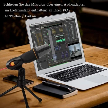 Televizijska Namizni Kondenzatorski Mikrofon in Igralnih Snemanje Mikrofona Za Prenosnik Cardioid Studio Snemanje