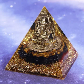Tiger Oči Orgonite Piramida Ganesh Tibera Buddhism Generator Energije Za Zaščito Okraski Prinaša Dobre Sreče