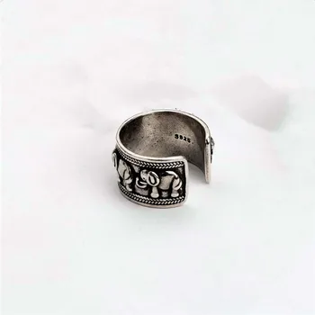 Trendy Lady Srebro 925 Obroči Za Ženske, Nakit Modni Slon Black Ring Ženski Prst Dodatki Za Vroče Živali Obroč Dekle Bijou