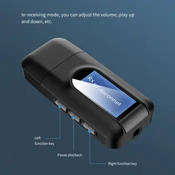 USB Bluetooth 5.0 Avdio Oddajnik-Sprejemnik, LCD Zaslon, 3.5 MM za TV Car PC