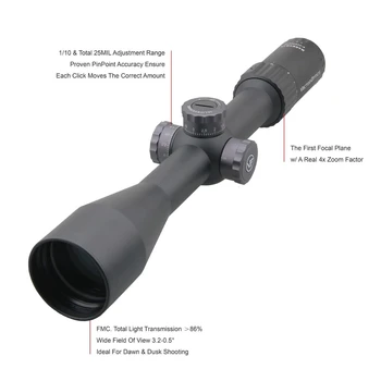 Vector Optics Strelec 6-24x50 FFP Taktično Riflescope Lovska Puška je Obseg Strani, Poudarek Min 10Yds 1/10MIL Prilagoditev .30 06 Zmago