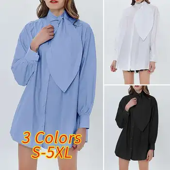 VONDA Jeseni Mode Bluze 2021 Ženske Priložnostne Dolg Rokav Ohlapne Srajce Plus Velikost Barva Bohemian Blusas Femme Tops S-5XL