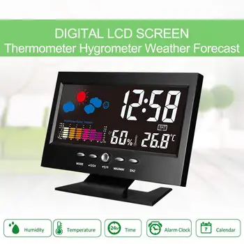 Vremenske Postaje Avto Termometer LCD Barvni Zaslon Notranja Temperatura Vlažnost Koledar wiith, UBS Kabel Budilka
