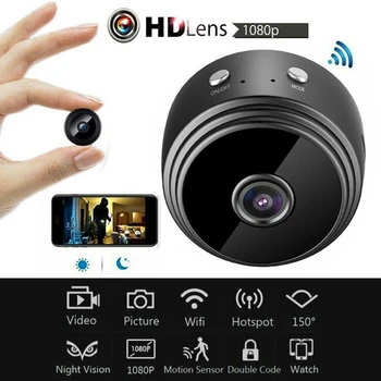 WiFi 1080P HD - Mini Brezžični Daljinski Home Security Kamera Nočno opazovanje Brezžične IP Kamere Night Vision Smart Zaznavanje Gibanja