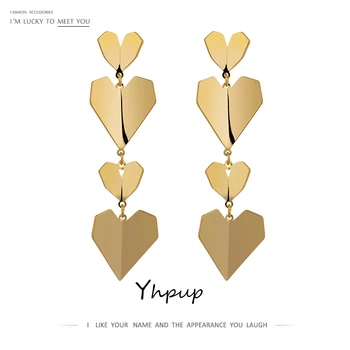 Yhpup Romantično Srčkan Srce Kovin Uhani Visijo Moda Zlato Barvo, Teksturo Bakreni Uhani Boucle D'Oreille Femme 2020