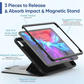 Za leto 2020 iPad Pro 11 2th Generacije Primeru, če Imetnik Svinčnik Za leto 2018 iPad 11 Magnet Atrakcija Smart Cover 7 Pozicije Stojalo