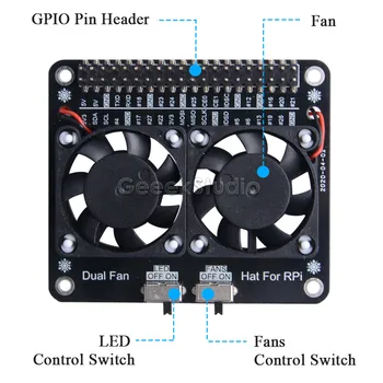 Za Raspberry Pi LED Dvojni Hladilni Ventilator Modul GPIO Širitev Odbor združljiv za Raspberry Pi 4 Model B 3B+/3B/4B
