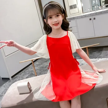 Čisto Barvo Očesa Šivanje Dekleta Obleke Za Dekleta 2020 Poletje Princesa Pravljice Obleko Otroci Otroški Modni Slim Tančico Obleke