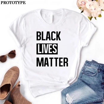 Črna Življenja Važno Pismo Tiskanja BLM Prevelik T Shirt Poletje Ženske 2020 Tshirt Protest T-shirt Ženska VSE Življenje Važno Oblačila