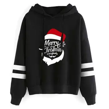 Ženska Božič Božič Long Sleeve Hooded Majica ženske Kapičastih Pulover Vrhovi Skakalec pulover Svoboden X9I7