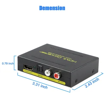 1 Nastavite Črno HDMI Na HDMI Optična+SPDIF+RCA L/R Extractor Pretvornik Zvoka za Ločevanje Adapter 1080P NAPAJALNIK