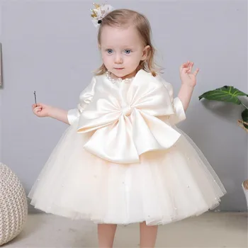 1. Rojstni dan Obleko Za Baby Dekle Lok Pearl Princesa Dekleta Obleko Poročno zabavo Otroci Obleke Za Dekleta Krst Obleko Žogo Obleke