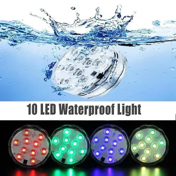 10 LED RGB Daljinski upravljalnik Podvodna Luč LED Podvodne Luči Baterije Vaza Skledo Vrt Stranka Dekor Božič Svetilke Vodotesne