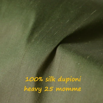 100 cm*140 cm Težka 25 momme Svile Dupioni Tkanine, Naravne Plašč Obleke Obleko Zavese Tekstilne Dupion Globoko Vojske Zelena