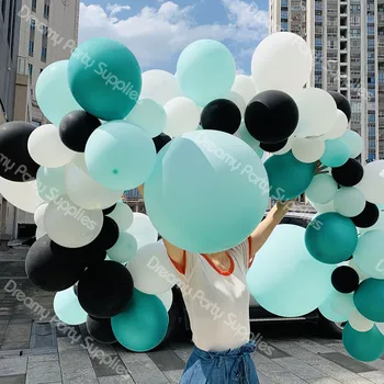 100 kozarcev Balon Garland Kit Balon Arch Tiffany Zeleno-Črna Chrome Poroka Poročni Tuš Rojstni Baby Tuš Dekoracijo