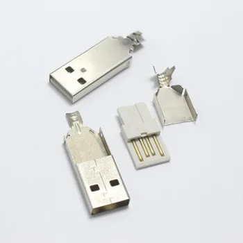 10set Tip Moškega, USB 2.0 Podaljšek Kabel Adapter za Sinhronizacijo Podatkov Pretvornik 4 v 1 Črna DIY Popravila Priključek Prosto-Varjenje