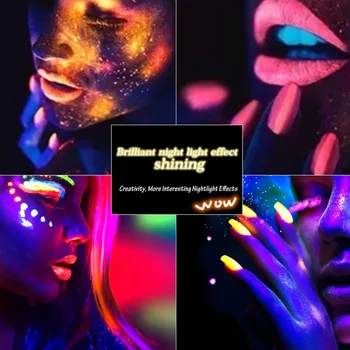 12 Fluorescentne Barve v Prahu za Nohte Glitters Neon, Fosfor Prah Prah Žareti v Temno Svetlobna Nail Art Pigment Odlikovanja