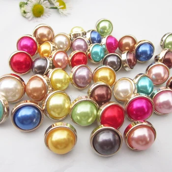 144pcs za 12,8 mm / 11.3 mm / 10 mm Visoke kakovosti zlata strani pisane pearl modni gumbi Boutique osnovne šivanje gumbov biser dobave