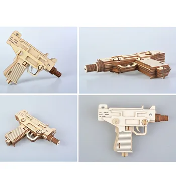 18 cm (UZI Lesene Sestavljeni Igračo Pištolo 3D Puzzle DIY Ročno izdelane Igrače institucij Izobraževalne igrače, Igrače