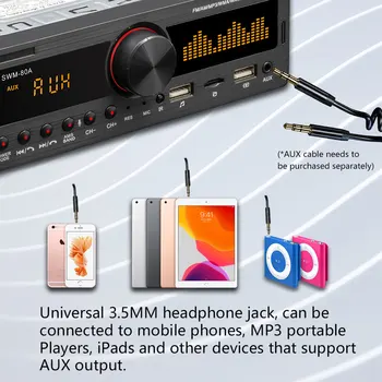 1Din V-Dash avtoradio Avto Stereo MP3 Predvajalnik, Bluetooth, FM AM Avto Radio Audio Glasba MP3 Predvajalnik 12V USB/SD/AUX-in