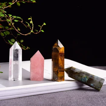 1set Naravnih Rose quartz Heksagonalna Stolpec ametist gruče Zdravljenje Palico Mineralnih Kristalov točke Študija Doma Dekoracijo Kamna