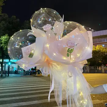 2 kompleta LED Balon Svetlobna Rose Šopek DIY Najboljših Darila za Valentinovo, Božič Stranka Poročno Dekoracijo Romantično Globusi
