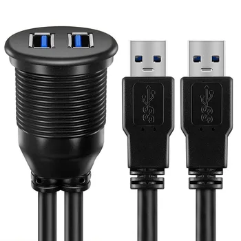2018 USB 2.0 Port, Moški-Ženski Kabel Podaljšek Nepremočljiva Podometno Montažo Dvojno USB Dock Adapter nadzorni Plošči Ponev za Avto, motorno kolo
