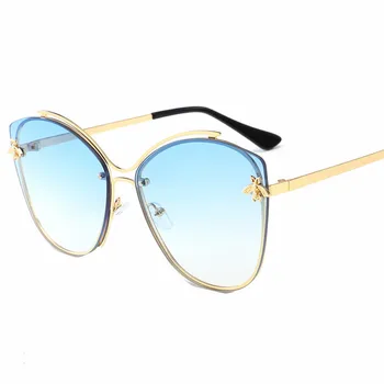 2020 Classic Bee Mačka Oči, sončna Očala Ženske, Metal Design Prevelik Srebrno Zrcalo sončna Očala Odtenki Sunglass UV400 Eyewea