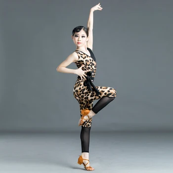 2020 Nov Latinski Ples Dekleta Obleko Brez Rokavov Leopard Bo Ustrezala Očesa Hlače Otroci, Cha Cha Samba Stopnji Uspešnosti, Ples, Oblačila, 3718