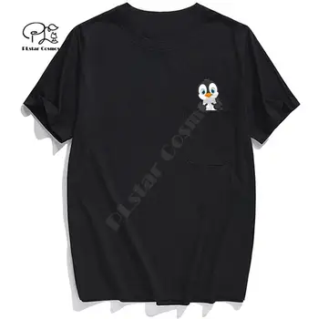 2020 Nova moška T Majica Modne blagovne Znamke v žep Bombaža, Kratek rokav pingvin Risanka natisni t-shirt vrhovi smešno Harajuku Priložnostne tees