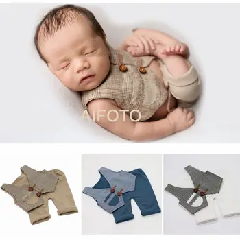 2020 Novo Rojen Fotografije Oblačil Rekviziti Baby Boy Telovnik In Dolge Hlače Komplet Dojenček Foto Fotografia Obleke Ustrelil Studio Dodatki