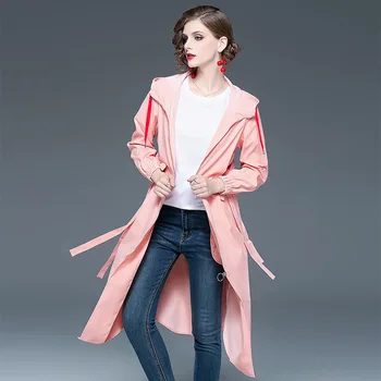 2020 spomladi in Jeseni Nova ženska moda in Ženske plašč plašč žensk staranja roza lok priložnostne windbreaker