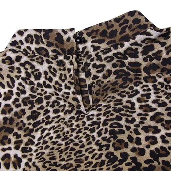 2021 VONDA Tunika Ženske Dolgo Majico Vintage Bluze z Dolgimi Rokavi Leopard Tiskanja Bluzo Urad Asimetrični Blusas Top Plus Velikost