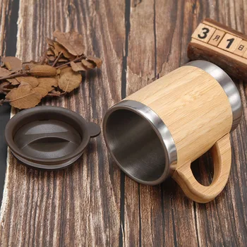 300 ml Pisarniško In Domačo Uporabo Ustvarjalno Oblikovanje Bambus Kave Skodelice S Pokrovom Srčkan Original Bambusa Skodelice Mleka Vrč Pivo