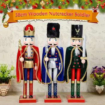 38 CM Nutcracker Kralj / Vojak Lesenih Figur Božični Okraski, Ornament Handcraft Oreh Lutkovno Igrača Darilo Nova
