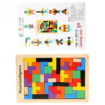 3D Puzzle Lesene Tangram Matematiko Igrače Igra Tetris Otrok Magination Intelektualne Izobraževalne Igrače Družini Stranka Starš-otrok Igra
