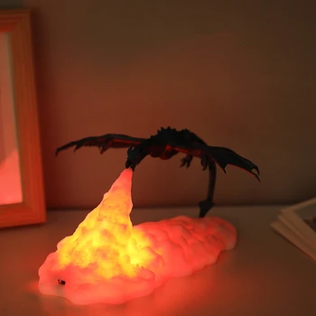 3D Tiskanje Požara Dihanje Zmaj Svetlobe Doma Ustvarjalni Noč Svetloba namizne Svetilke LED Polnilna Noč Svetlobe Darilo za Rojstni dan