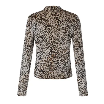 40# Žensk Pomlad Jesen Bluze, Srajce Leopard Tiskanja Dolg Rokav Vrhovi Ožigosan Stretch Udobno Dnu Vrhovi Bluze