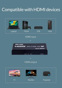 4K 60Hz HDMI Splitter 1x2 1x4 2.0 HDMI Splitter 4Kx2k HDMI Splitter 1 V 2 Out / 4 Video Pretvornik za PS4 STB DVD PC TV