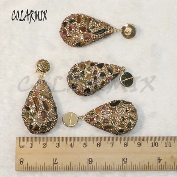 4Pairs Zlato barvo nosorogovo uhani mix barve kamna uhani spusti oblike uhanov darilo za lady8027