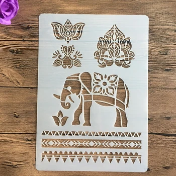 4pcs / set A4 Mandala slon seahorse Matrice Slikarstvo Kolorit Reliefi Album Album Dekorativni Predlogo matrica