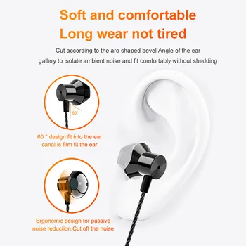 5 kos Stereo Bas Slušalke za V Uho 3.5 MM Tip C Žične Slušalke Kovinski HI-fi Slušalke z MIKROFONOM za Xiaomi Samsung Telefonov Huawei