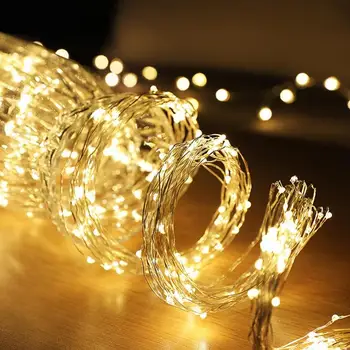 5 Vej 100 Luči Baterije Pravljice Niz Luči Trenil Slap Garland Luči za Počitnice DIY Božični Okraski