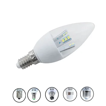 6PCS/veliko LED Žarnica E14 E12 B15 E27 B22 SMD2835 110V-220V LED Sveča, Luč 3W 5W 8W LED Lestenec, Bela Topla Bela LED Lučka