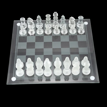 8 Inch Mednarodno Šahovsko Igro,Skupaj Stekleni Šah Nastavite 32 Kosov Igra & Board Igra