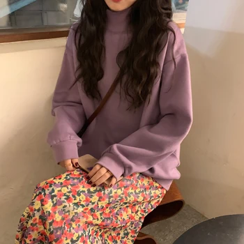 9 barvah jeseni, pozimi 2019 korejski slog Ženske Jopice barva pol turtleneck Majica Ženska puloverji (C2113)
