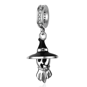 925 Sterling Silver Black Hat Duha Čar Kroglice Fit Zapestnico Pandora Ženske, Nakit za noč Čarovnic Darila Brezplačna Dostava 2020
