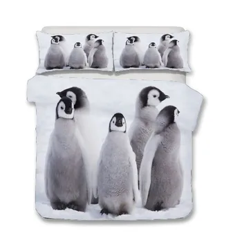 A Posteljnina Nabor 3D Tiskanih Rjuhe Kritje Posteljo Nastavite Pingvin Tekstil Doma za Odrasle Bedclothes z Prevleke #QE05