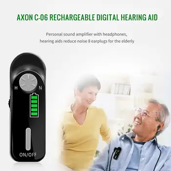 AKSONU Slušni Ojačevalec Zvoka Digitalni Slušni Pripomočki Pomoč Naprave za Zmanjševanje Hrupa za ponovno Polnjenje za Starejše Gluhost C-06