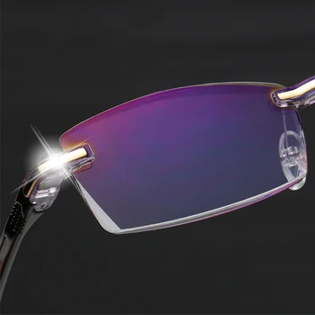 Anti-modra svetloba blokiranje obravnavi očala brez okvirjev ženske in moške kvadratnih obravnavi očala brez okvirjev dioptrije +2.0 2.5